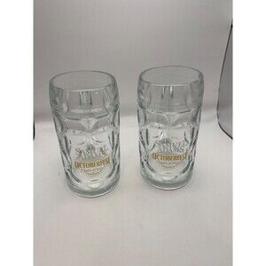 Samuel Adams Oktoberfest Beer Stein Glass Mug Set 2 Raise The Stein